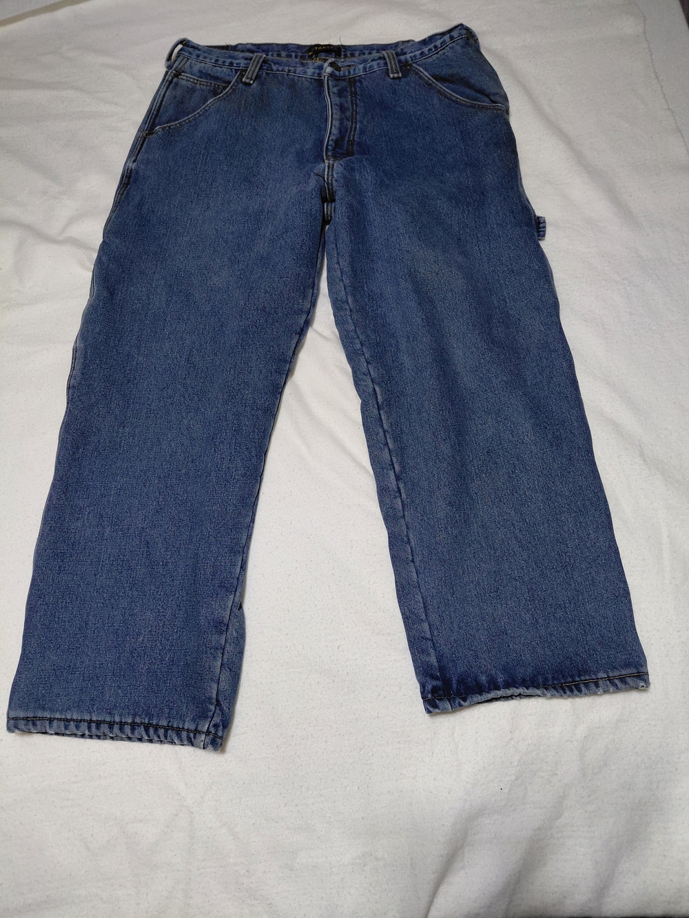 STANLEY Flannel Lined Carpenter Jeans Mens 38x30 Blue  Actual 36x27 Denim